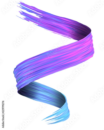 Colorful blue to magenta 3D brush paint stroke