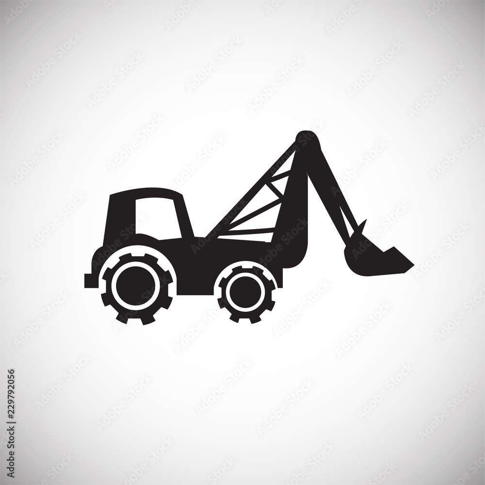 Construction excavator truck on white background icon Construction excavator truck on white background icon