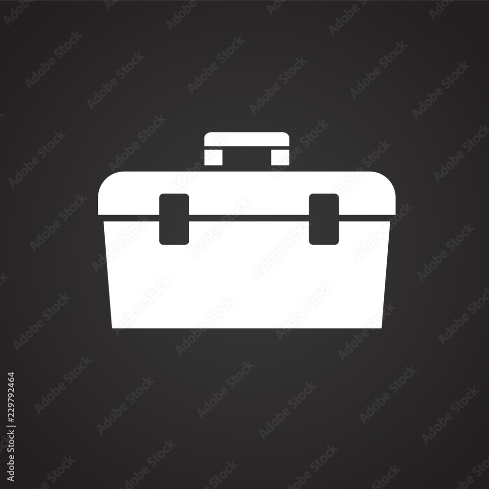 Tool box on black background icon Tool box on black background icon