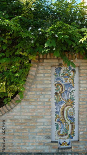 Stone wall with spanish ornament