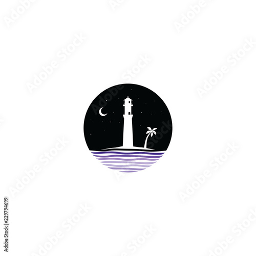 midnight scene lighthouse sign symbol