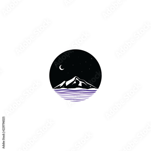 midnight scene mountain sign symbol