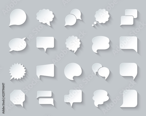 Speech Bubble simple paper cut icons vector set