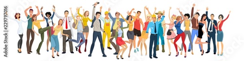 Group of people on white background.