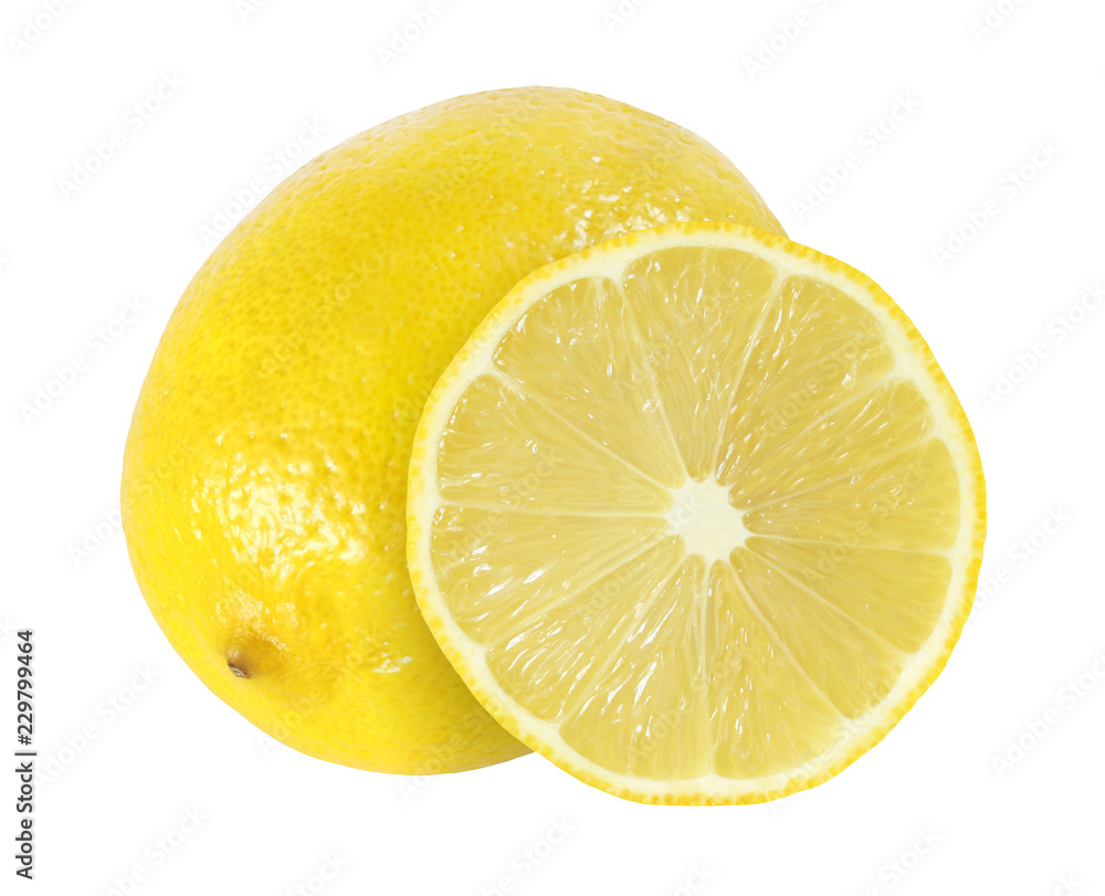 Lemon whole and cut isolated on white background with clipping path. Lemon whole and cut isolated on white background with clipping path.