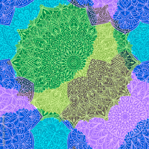 Seamless background with ornament mandala. Round arabesque design pattern