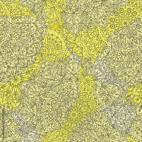 Seamless background with ornament mandala. Round arabesque design pattern