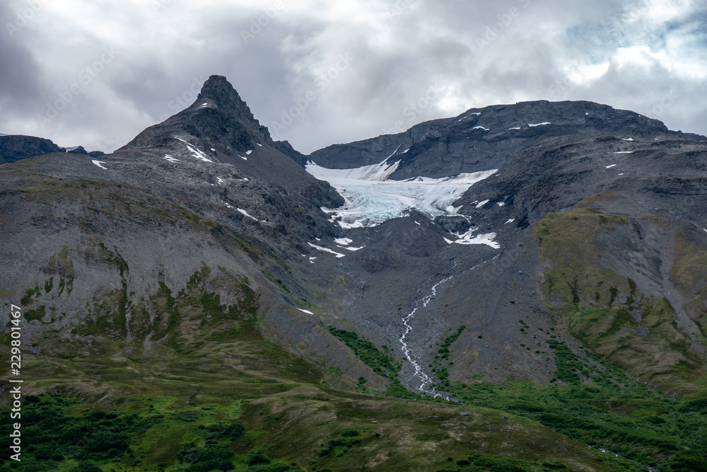 Remote wilderness surrounds Worthington Glacier near Valdez Alaska along the Richardson Highway