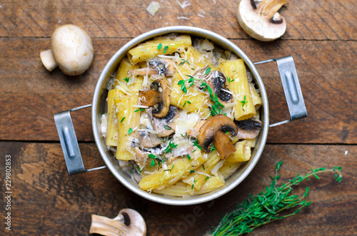 Creamy Mushroom Pasta with Fresh Thyme and Parmesan, Italian Cuisine