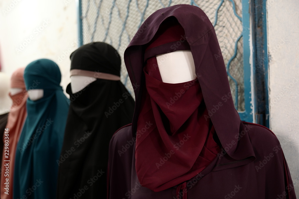 Muslim hijab on plastic models