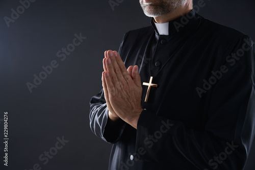 Fotografie, Obraz Praying hands priest portrait of male