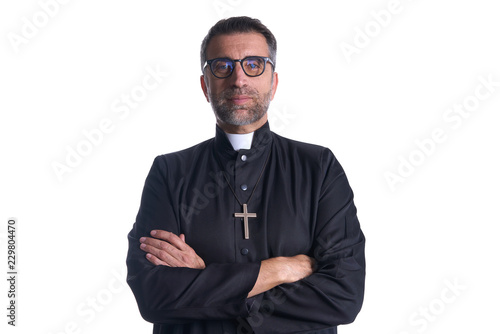 Fototapeta Crossed arms priest portrait senior