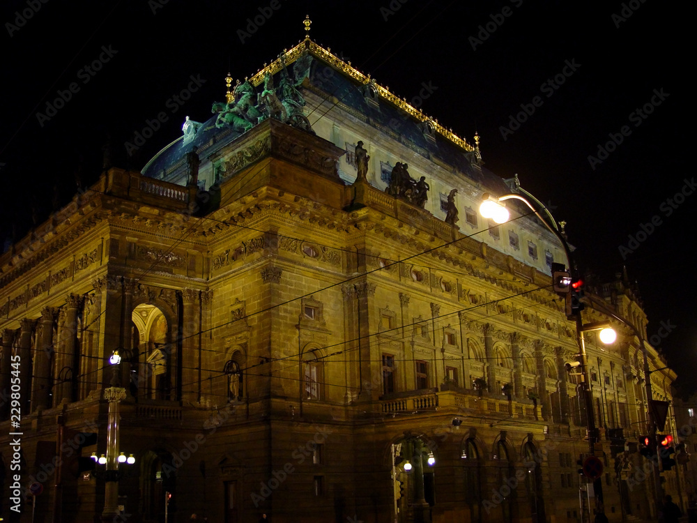 National Theatre in Prague at night