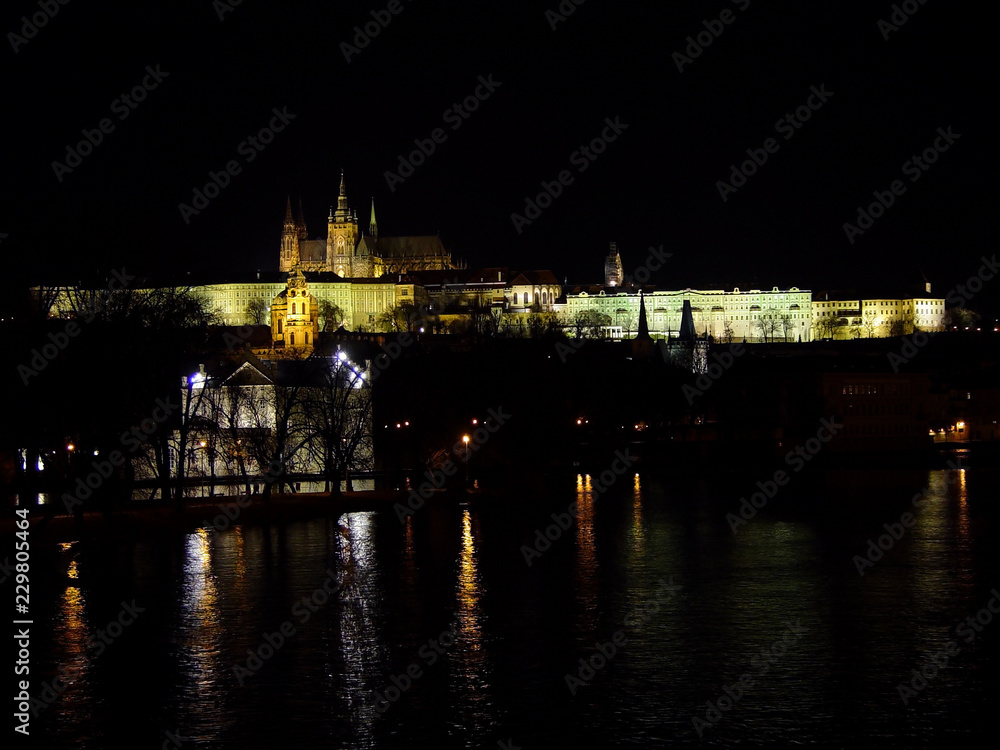 Prague castle at night