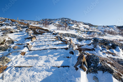 Mountain landscape near Bodo (Norway)  in winter photo