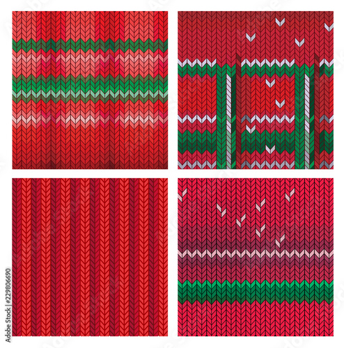 Set Knitted Christmas background, vector illustration