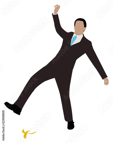 Businessman Slipping On Banana Peel