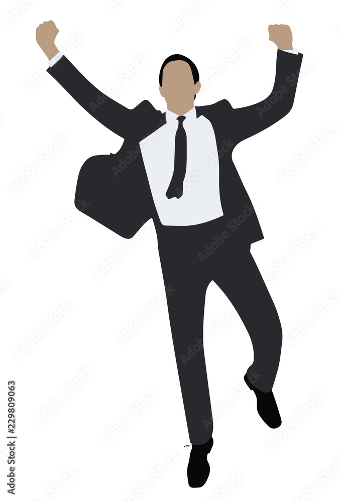 Excited Businessman Raising His Arms Excited Businessman Raising His Arms