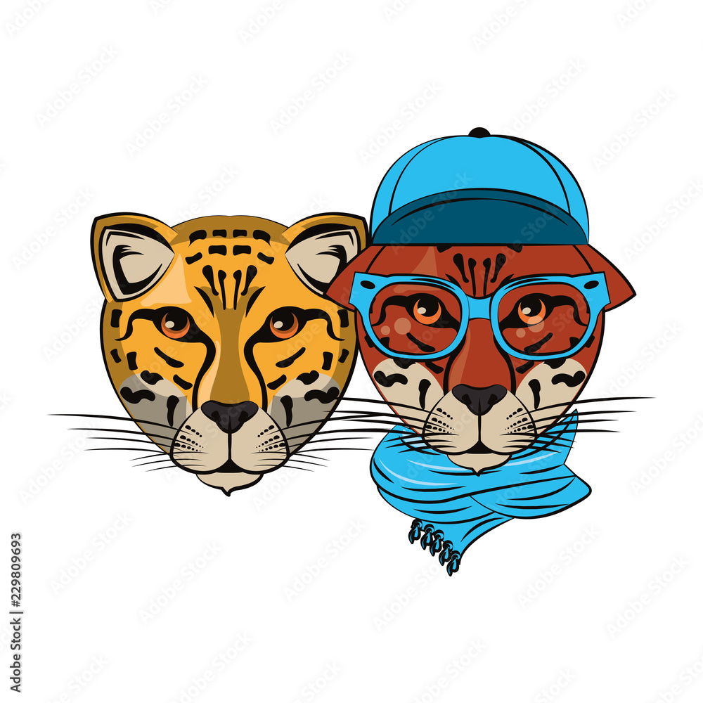 Hipster leopards cool sketch Hipster leopards cool sketch