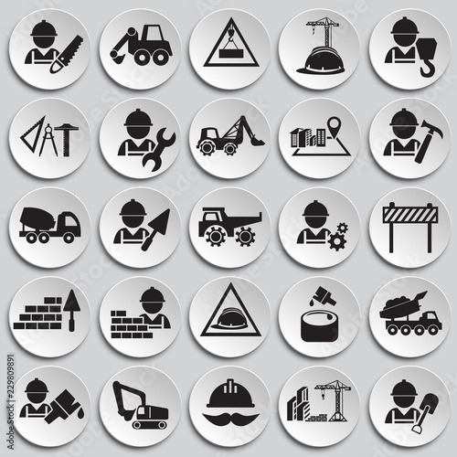 Construction set on plates background icons