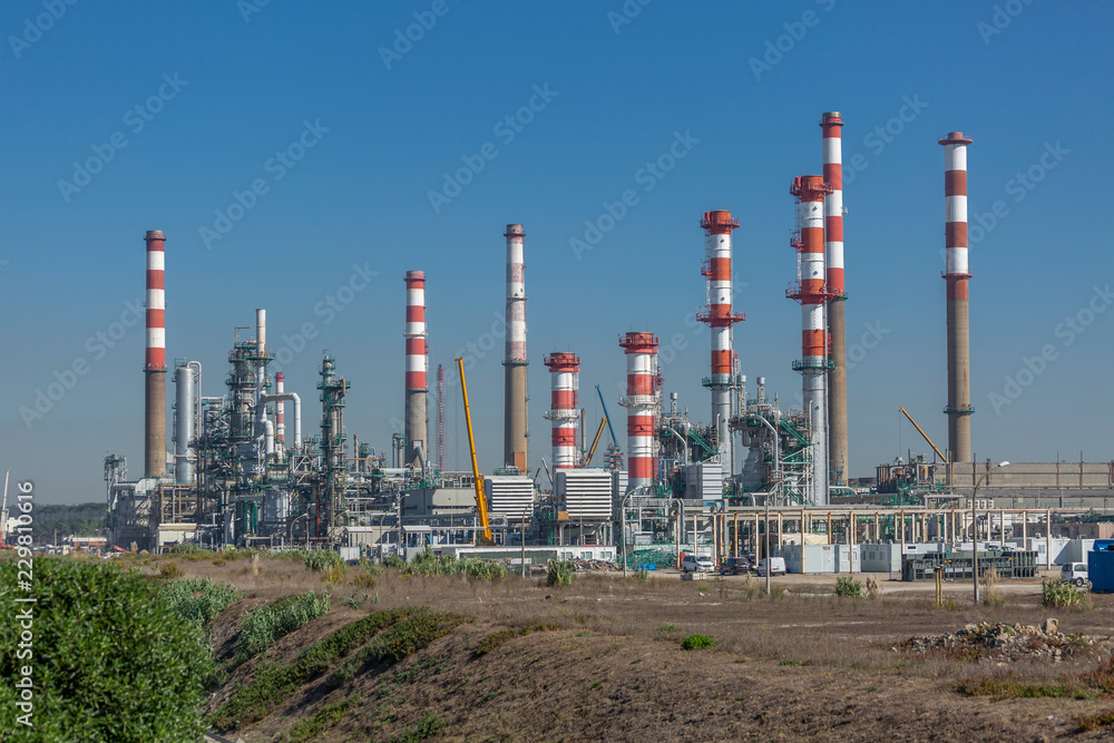 Industrial complex of oil refinery, Portugal Industrial complex of oil refinery, Portugal