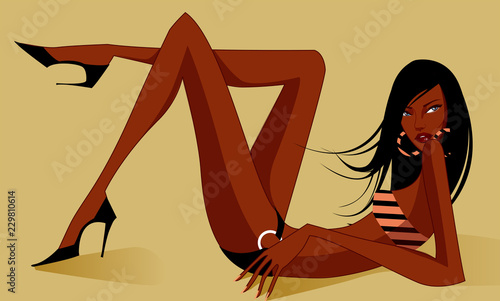 Close-up of a woman in a swimwear