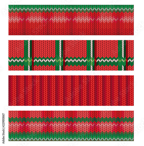 Set Knitted Christmas background, vector illustration