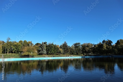 Beautiful landscape with a park lake in the city of Odessa.