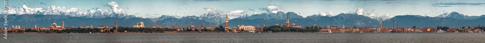 Italy beauty, unbelievable panoramatic view, Dolomites above the Venice, Venezia