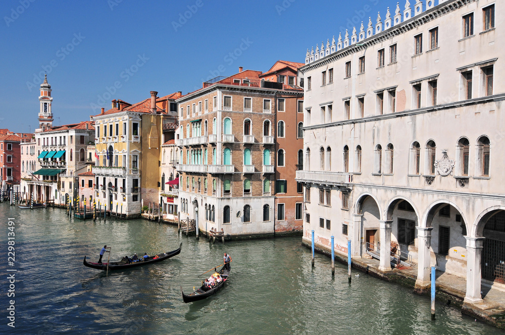 Famous water street - Grand Canal in Venice Italy.