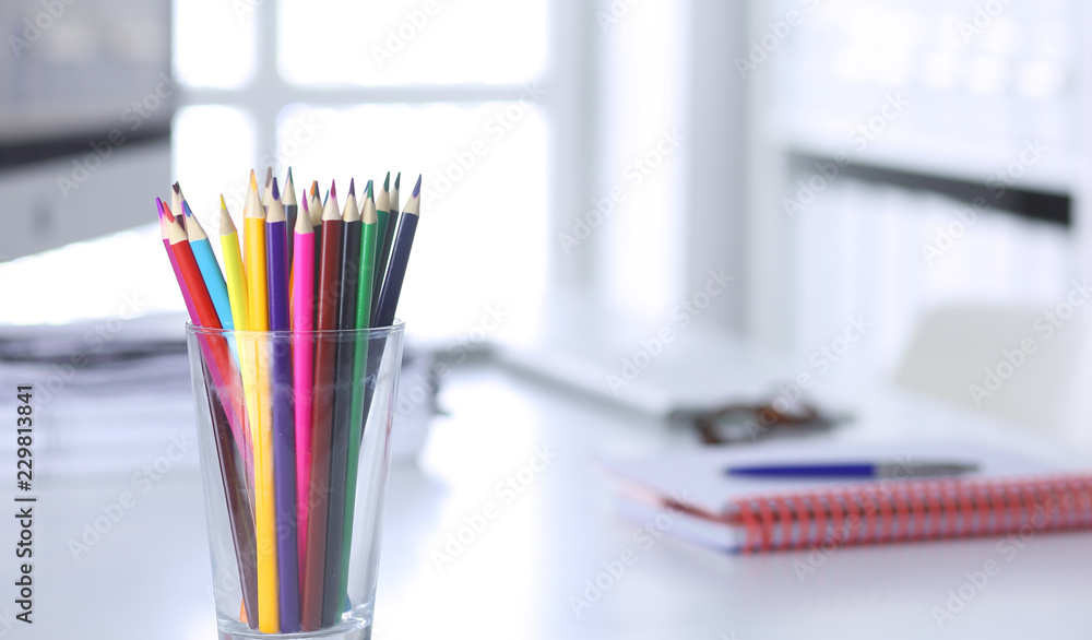 Workspace desktop, documents on the office table