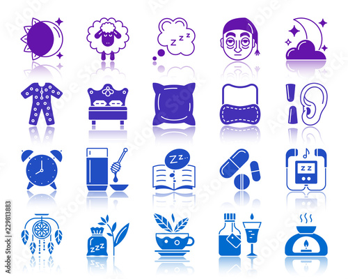 Insomnia color silhouette icons vector set
