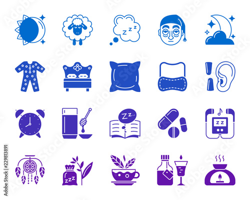 Insomnia color silhouette icons vector set