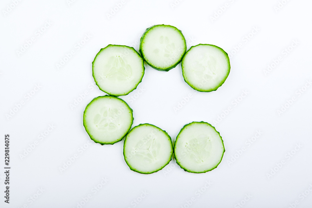 Cucumber alphabet white background Cucumber alphabet white background