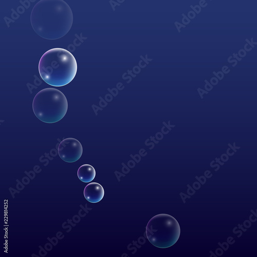 ubble with Hologram Reflection. Set of Realistic Water or Soap Bubbles for Your Design. photo