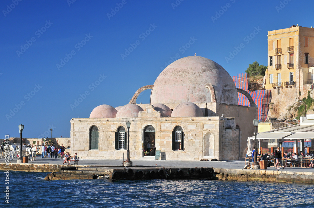 Turkish mosque Yiali Tzami, Chania island of Crete Greece Meidterranean Europe.