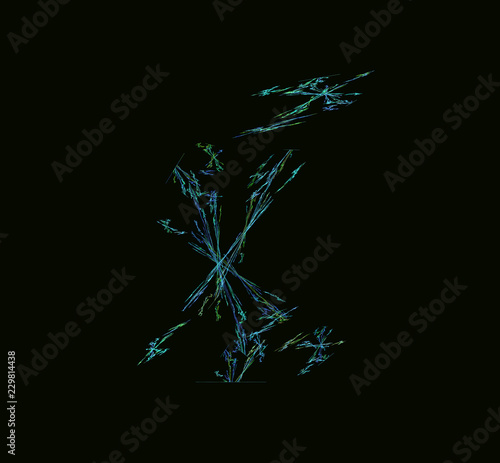 Green blue abstract fractal. Fantasy fractal texture. Digital art. 3D rendering. Computer generated image.