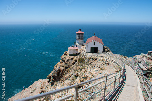 Stairway leading down to the historic Point Reyes Lighthouse in Marin County, California