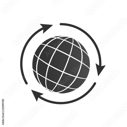 Globe with three arrows aro...