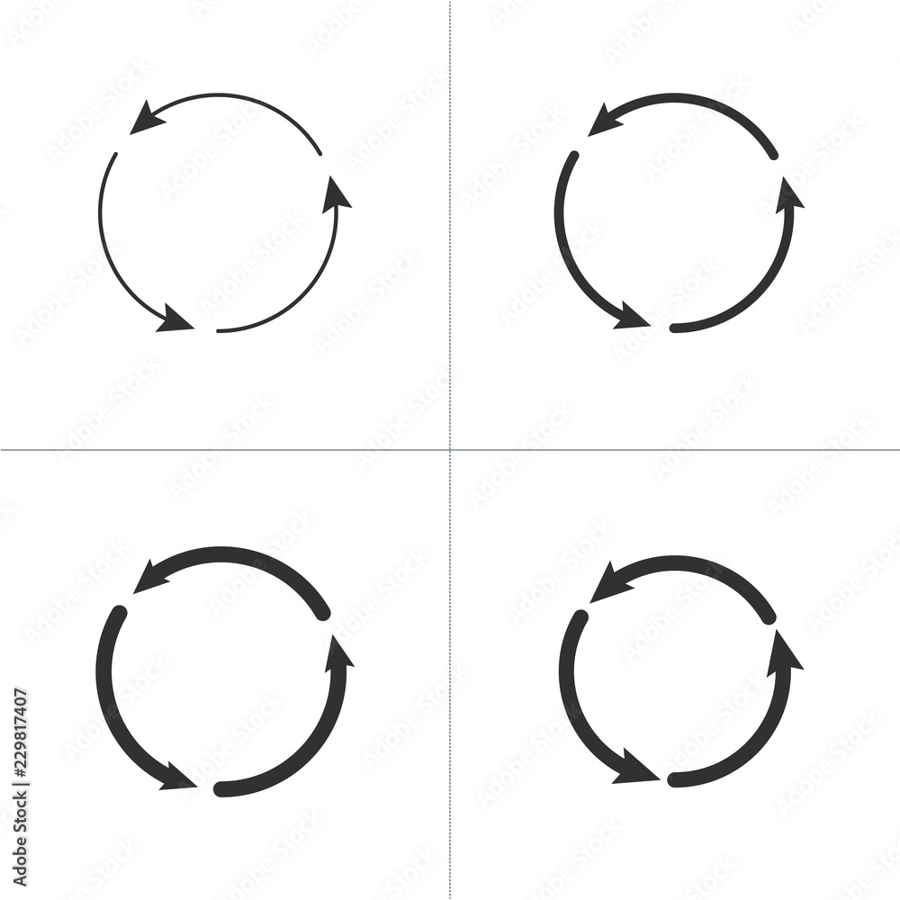 Three circle counter clockwise arrows black icon set . vector illustration isolated on white background. Three circle counter clockwise arrows black icon set . vector illustration isolated on white background.
