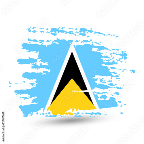Grunge brush stroke with Santa Lucia national flag