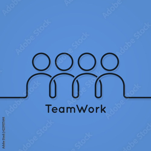 teamwork icon line business concept on blue background