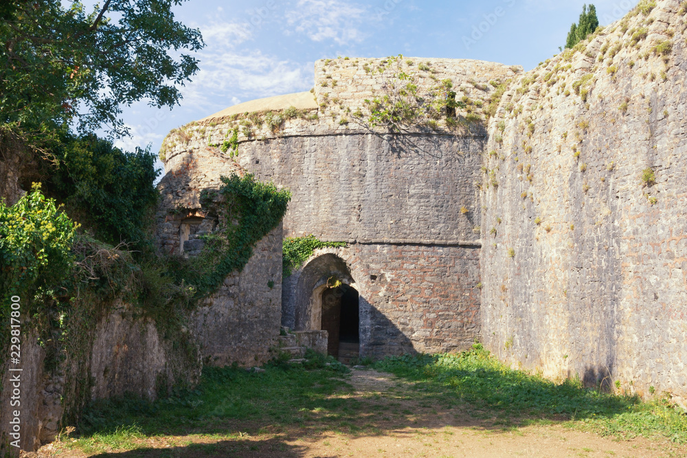 Ancient fortifications. Montenegro . Walls of Spanjola Fortress  ( Spanish fortress ) in Herceg Novi city