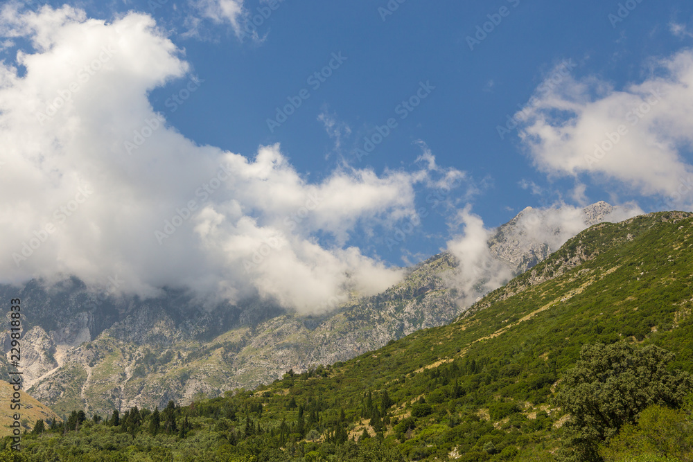Fototapeta premium View from Llogara Pass to the Cikes mountains in Albania.