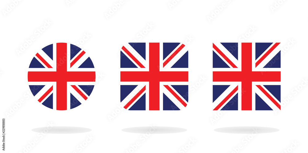 Fototapeta premium Set of three form The Union Jack. Vector icons. National flag of the United Kingdom