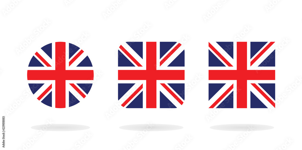 Obraz premium Set of three form The Union Jack. Vector icons. National flag of the United Kingdom