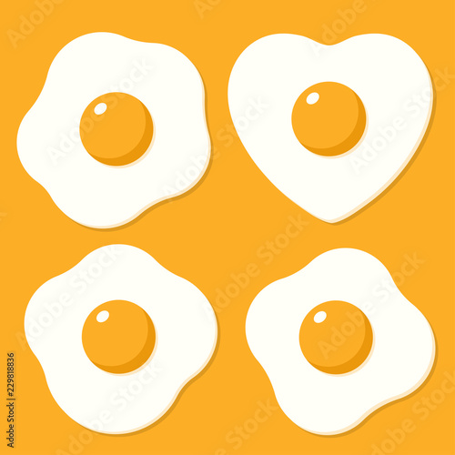 Set of fried eggs. Vector illustrations in cartoon flat style