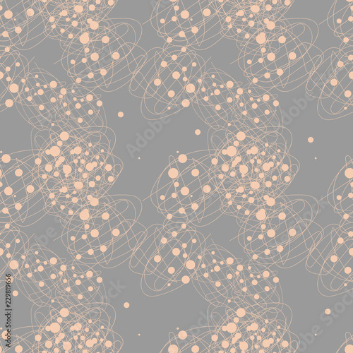 Colorful abstract seamless pattern with matted thin lines and dots. Dotted and linear background. Weaving line. Vector illustration.