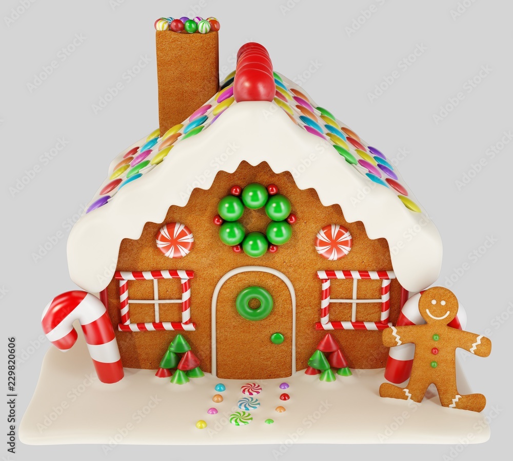 Christmas Gingerbread house in snow. 3d rendering Christmas Gingerbread house in snow. 3d rendering