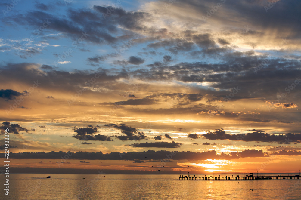A Beautiful Sunset Setting Over the sea
